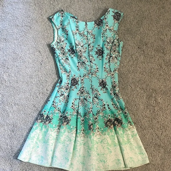 Danny & Nicole | Dresses | Danny Nicole Turquoise And Black Patterned Dress  | Poshmark